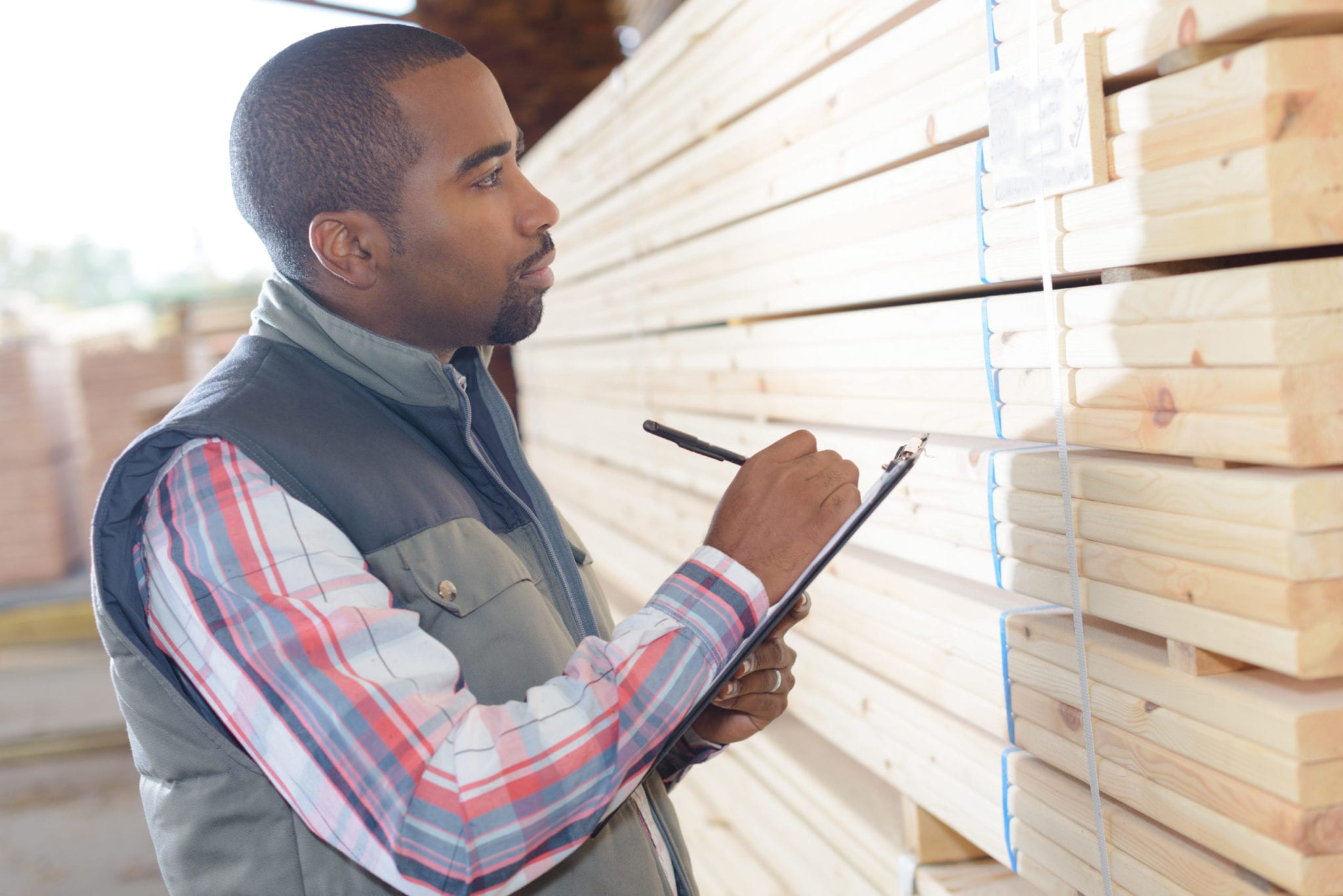 in the lumber yard