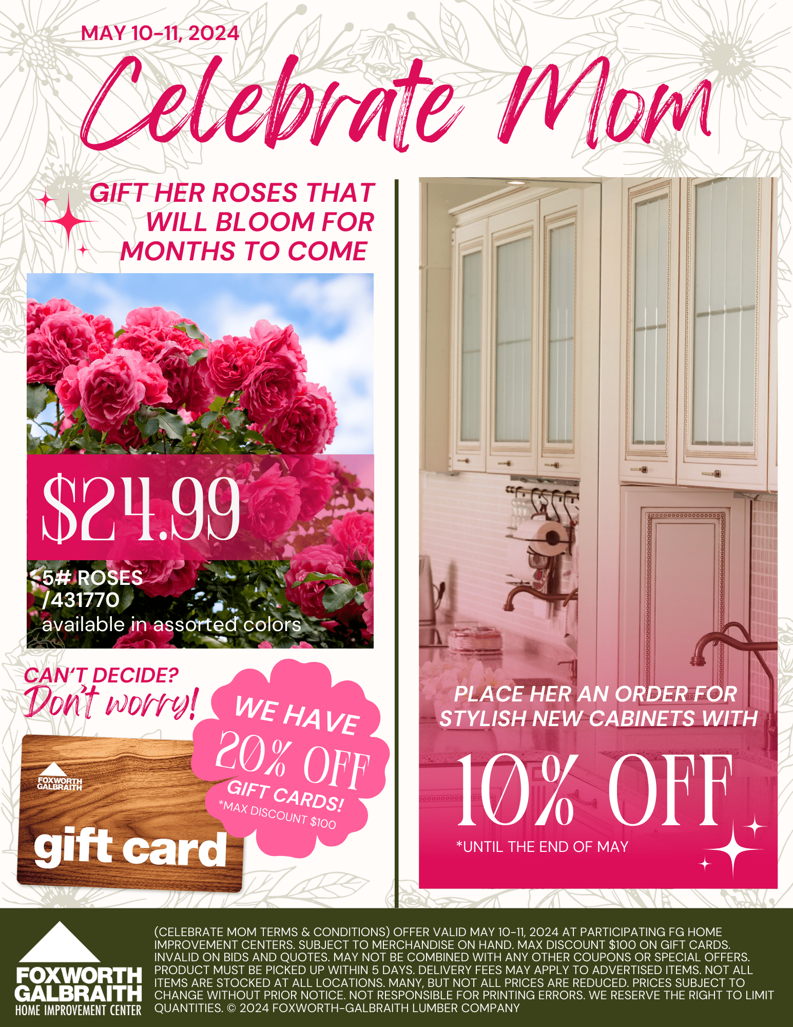 Celebrate Mom with $24.99 5# Roses! May 10 & 11